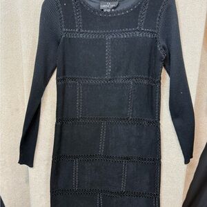 Carole Little Textured Black Long Sleeve Dress